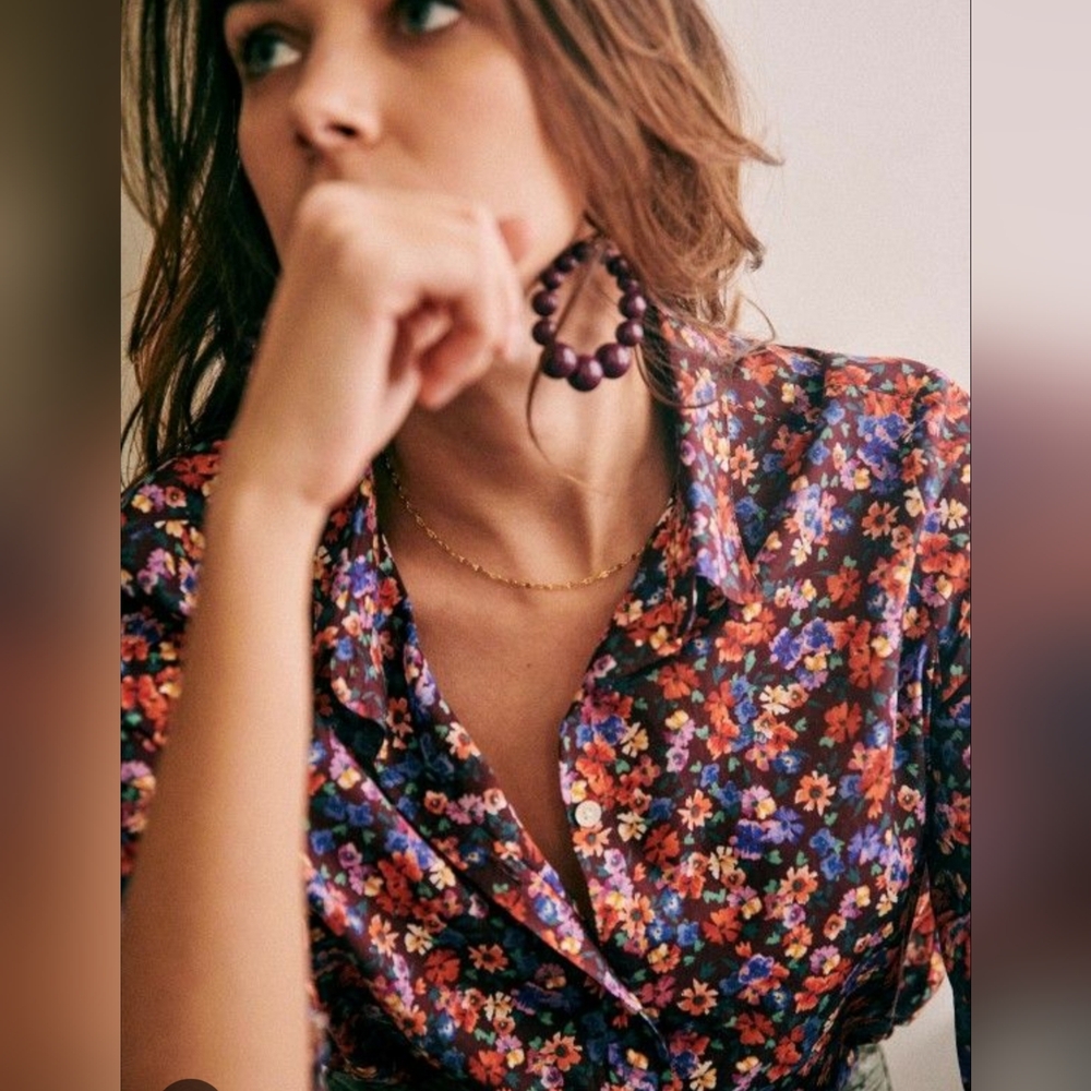 Sezane Pierro Printed Purple Flowers